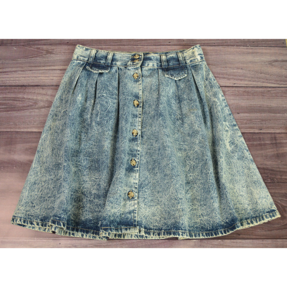 Stuffed Shirt Stone Washed Denim Skirt Vintage 80's Size 11/12 29 inch waist - Picture 8 of 12